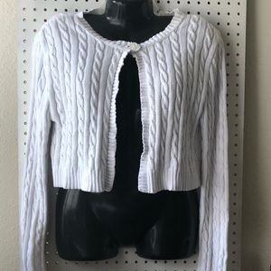 525 America White Long  Sleeved Cable Knit Sweater Size L